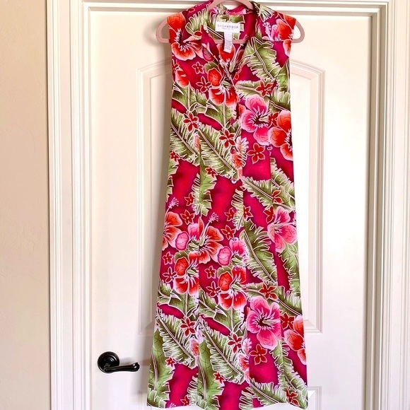 Sag Harbor Floral Print Sleeveless Maxi Dress Womens Tropical Beach Hawaiin 14P - Picture 1 of 10